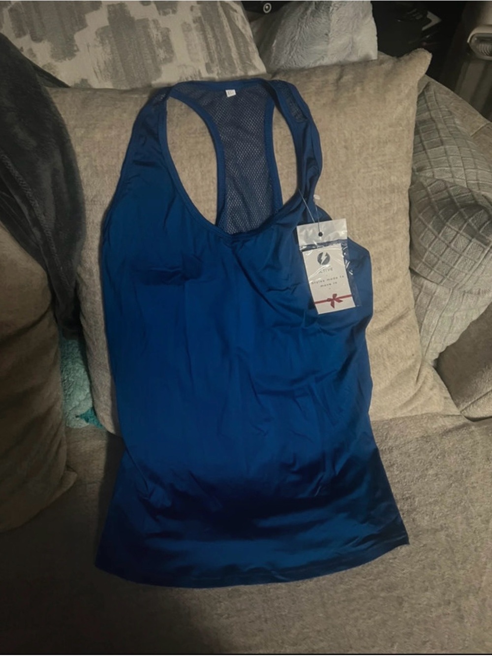 Women's Racerback Tank Top in Deep Blue - Performance Mesh Back